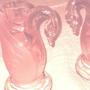UNIQUE-VINTAGE FENTON Swan Candle Holders